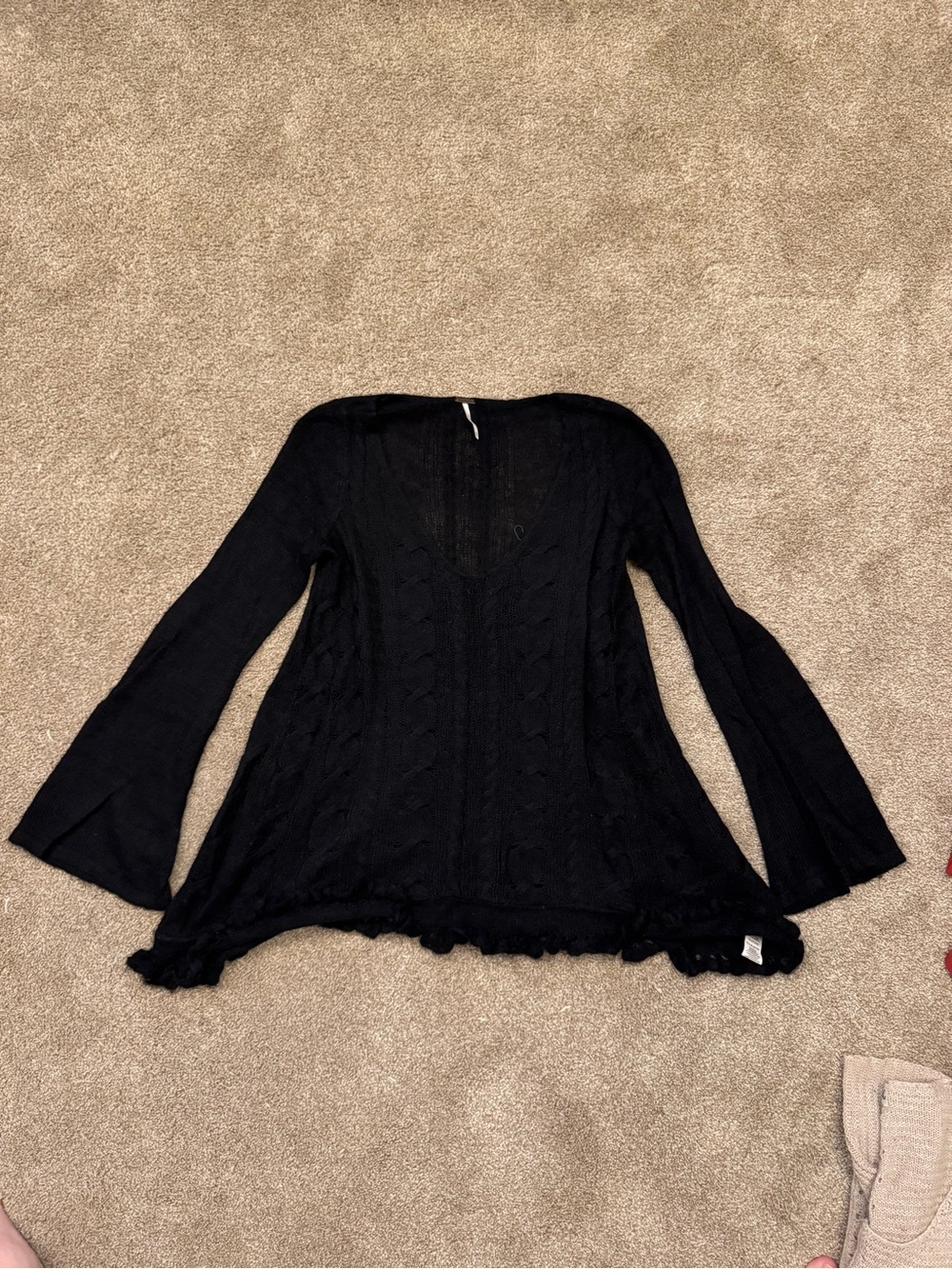 Women’s Black Knit Bell-Sleeve Sweater